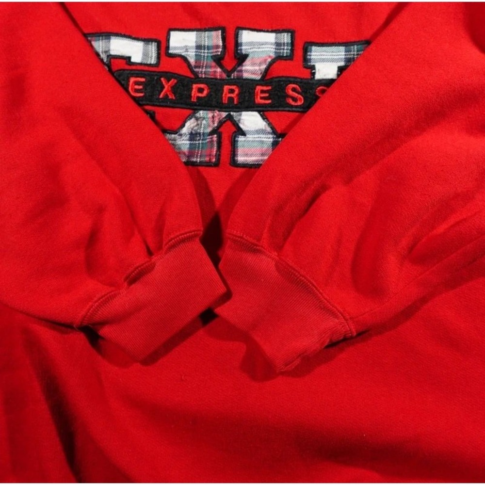 Express Sweatshirt EXP Plaid Patch Logo Pullover Red XL Taiwan R.O.C. - Picture 10 of 10